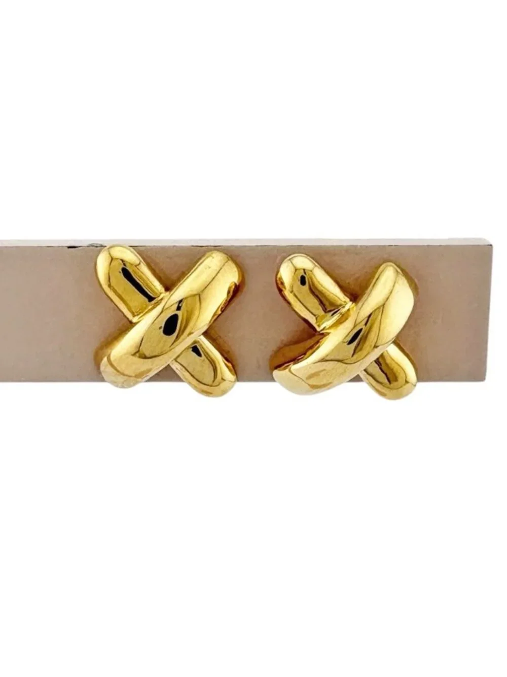 Tiffany & Co Cross Stitch Earrings 18k Gold Vintage
